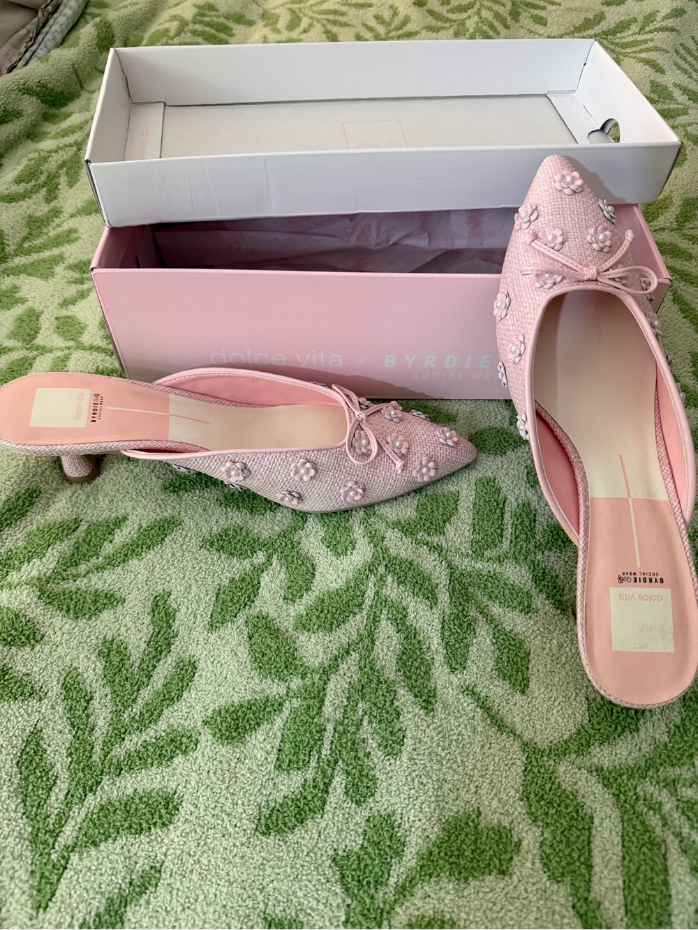 Dolce Vita Pink Embellished Pointed Toe Mules